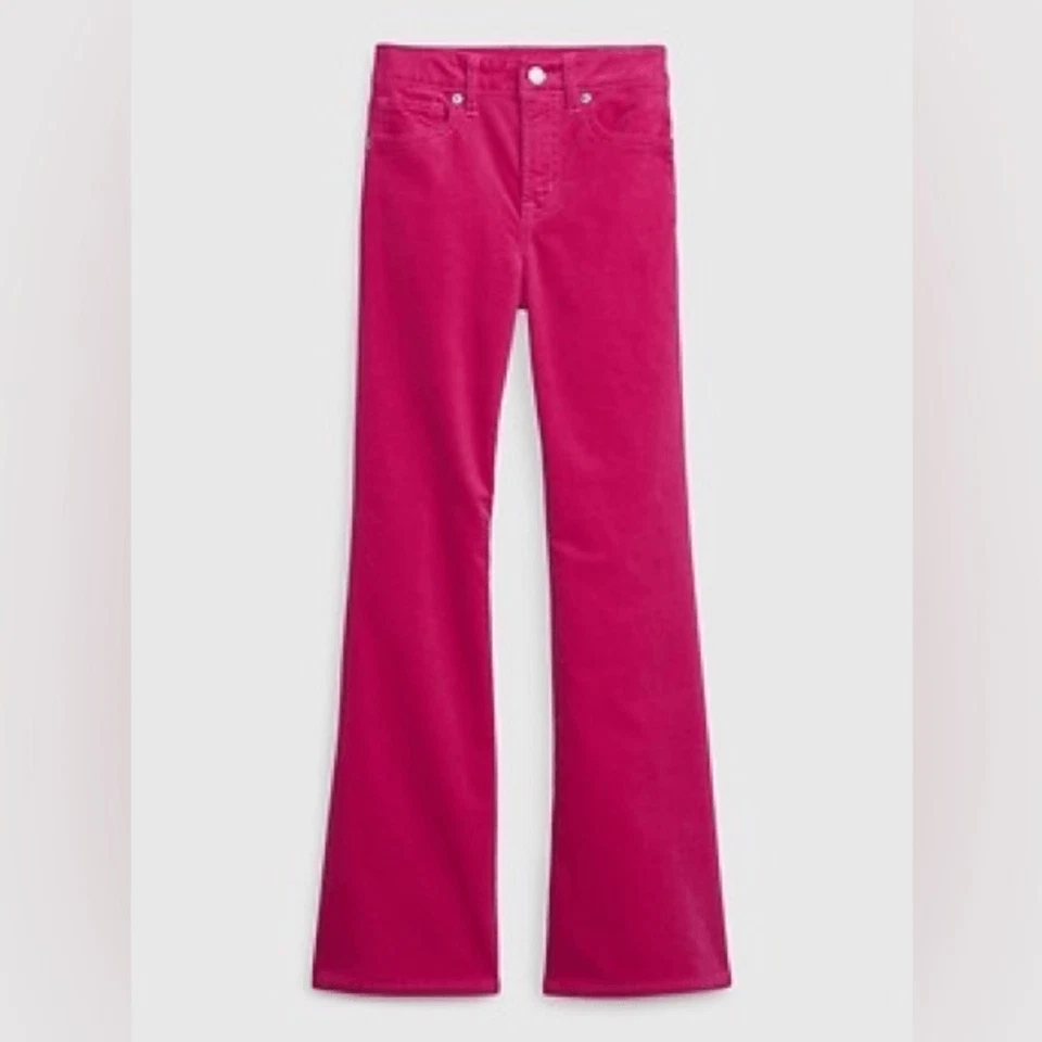 Pantalones de mezclilla elásticos acampanados de terciopelo de tiro alto Gap Kids Washwell años 70’s acampanados rosa - 8 Foto 1 de 4
