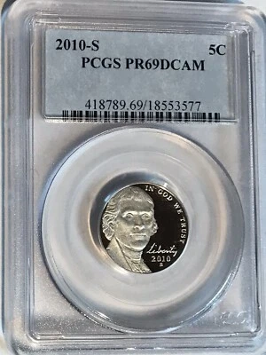 2010 S JEFFERSON NICKEL PR69DCAM PCGS - Image 1 of 2