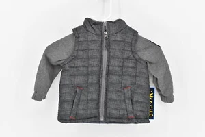 Infant Boy's iXtreme Midweight Puffer Vest Hooded Jacket Black & Grey 18 Months - Picture 1 of 5
