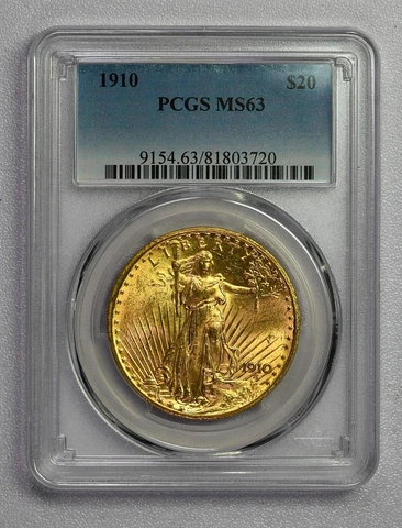 1910 US Gold $20 Saint Gaudens Double Eagle - PCGS graded  MS63 !! Cover