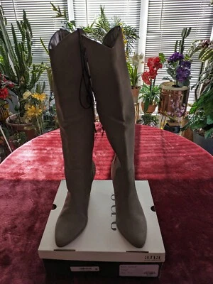 NUEVO CON ETIQUETAS ANA Mujer Taupe Imitación Gamuza Tacón Botas, Talla 7.5M Foto 1 de 4