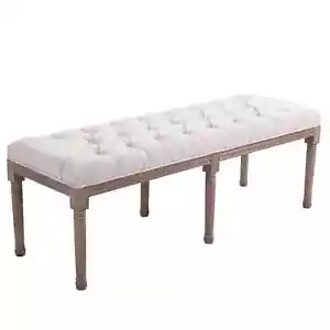 Bed End Side Chaise Lounge Sofa Stool Chic Button Tufted Window Hallway Seat - Picture 1 of 12