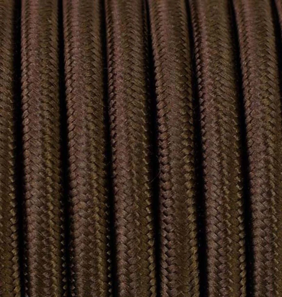 12 mètres 3 - fils Câble textile fil électrique tissu rond 3x15 3G15 marron - Photo 1/1