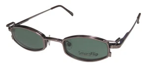 NEW SMARTFLIP 451 GLASSES SATIN COCO RECTANGULAR METAL SUNGLASS CLIP-ONS BROWN - Picture 1 of 8