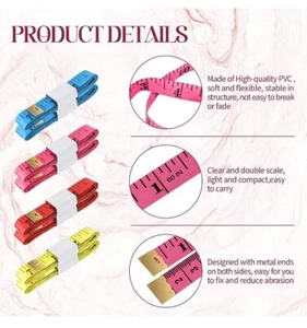 NEW Multi Color 60" 150cm Soft PVC Dress Fabric Sewing Tailor Measuring Tapes - Picture 1 of 6