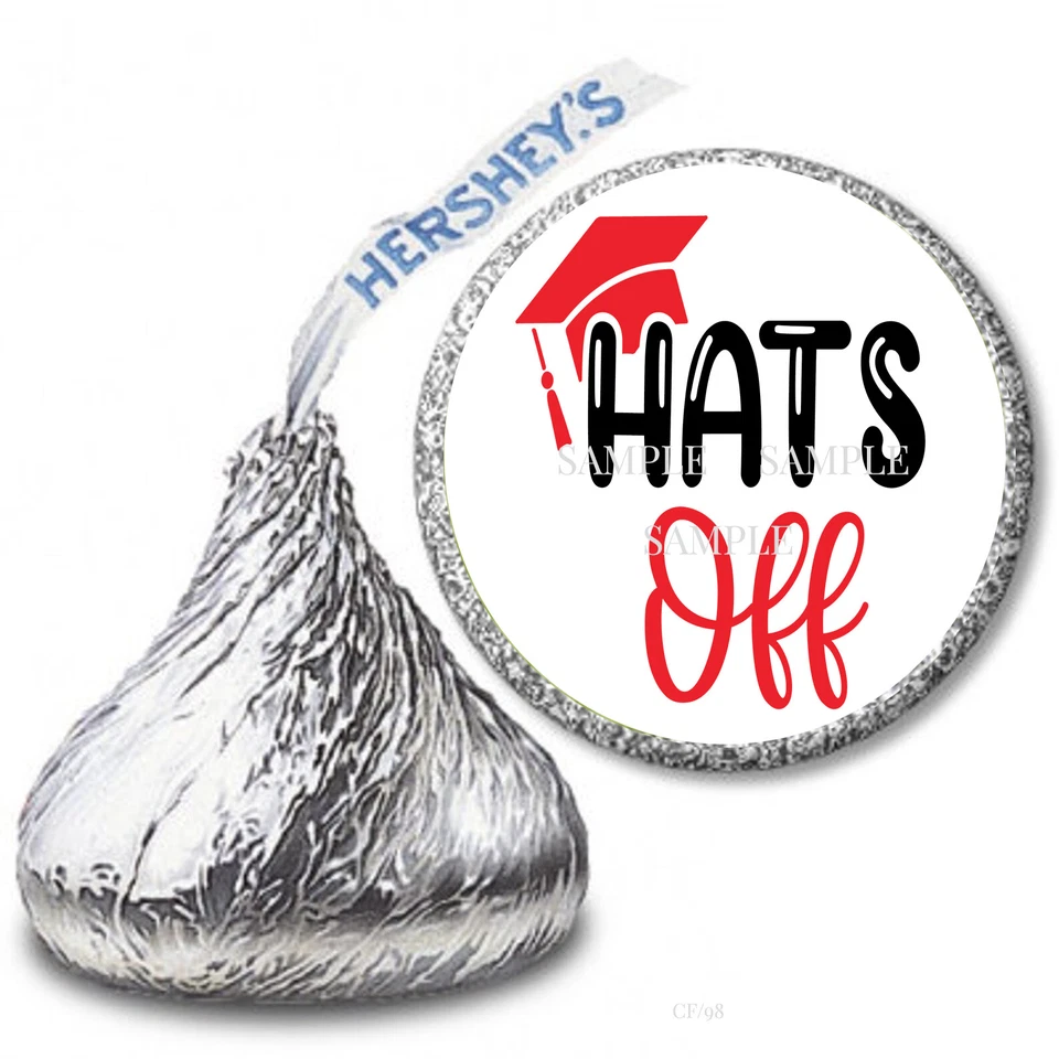 108 Favores de Graduación Hershey Kiss Pegatinas Sombreros Desgradados Tapa Envolturas de Caramelos Foto 1 de 1
