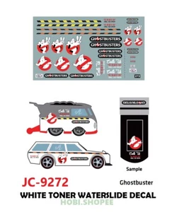 JC-9272 White Toner Waterslide Decal GHOSTBUS For Custom 1:64 Hot Wheels - Picture 1 of 4