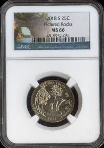 Subasta de cuarto de rocas con fotos NGC MS66 2018-S - Imagen 1 de 2