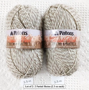 Patons Classic Wool Merino, Natural Marl (Twisted Tan), LOT OF 2 Partial Skns - Picture 1 of 5