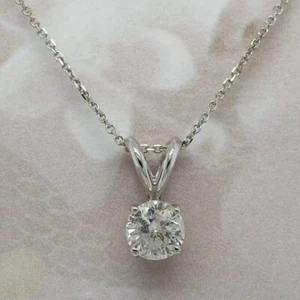 2Ct Round Cut lab-created Diamond Women's Wedding Pendant 14k White Gold Plated - Picture 1 of 3