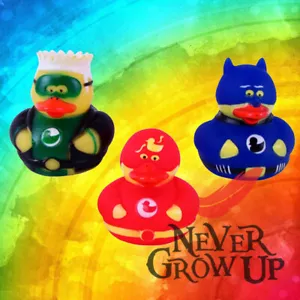 SUPER HERO PATOS 3 DISEÑOS Amarillo Goma Baño Patos Piscina Juego Verano Agua Diversión - Imagen 1 de 1