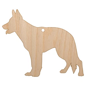 German Shepherd Dog Solid Unfinished Craft Wood Holiday Christmas Tree Ornament - Picture 1 of 7