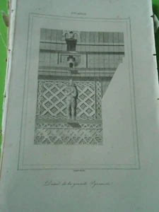Gravur 1843 - Yuacatan Detail der Großen Pyramide - Bild 1 von 1