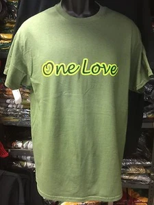 ONE LOVE T SHIRT KHAKI ROOTS & CULTURE GUTE QUALITÄT 100% BAUMWOLLE UNI RÜCKEN 040 - Bild 1 von 1