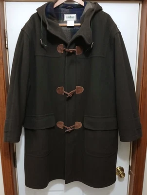 Vintage LL Bean Men's Wool Toggle Jacket Coat Brown Duffle Size XX Large 90s - Image 1 of 4