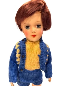 Bambola vintage Mary Hoyer ragazzo 14" plastica dura originale vestito lavorato a mano - Foto 1 di 19