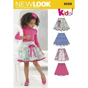 NEW LOOK Faldas Circulares Patrón Costura 6258 Niños Niñas 3-12 10% DE DESCUENTO - Imagen 1 de 4