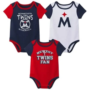 MLB Minnesota Twins Infant Boys' 3pk Bodysuit Set in Red, White & Blue, 3-6 M - Picture 1 of 4