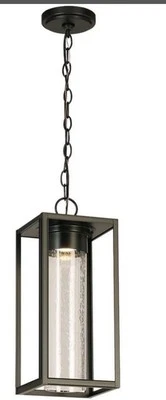 Eglo 204708A Walker Hill 7"W LED Outdoor Mini Pendant - Black - Image 1 of 4