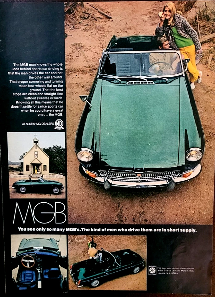 MGB Convertible Original 1969 Vintage Print Ad Wall Art - Image 1 of 1