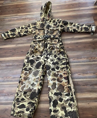 Cabelas Insulated Winter Hooded Coveralls Camo Hunting Snow Mens Large Hooded - Image 1 of 4