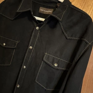 Bit & Bridle Herren XL SCHWARZ Wildleder Struktur Western PEARL SNAP - Bild 1 von 13