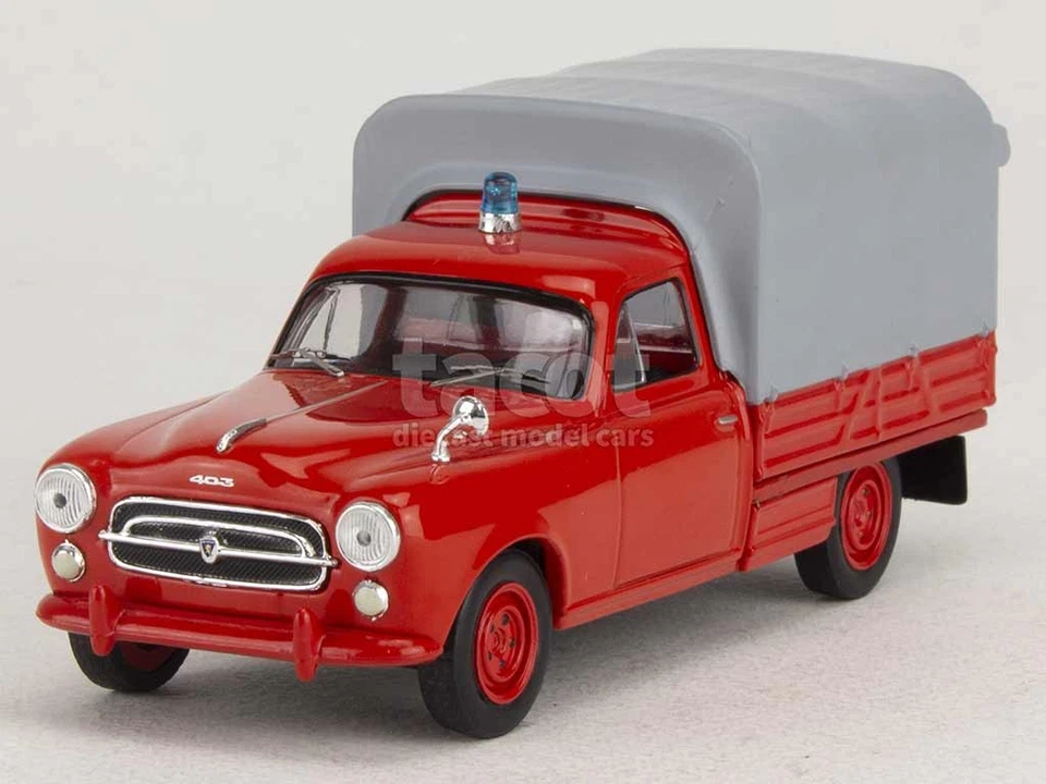 1 43 ODEON Peugeot 403 Pick-Up Closed Sapeurs Pompiers 1967 Red Grey ODEON117