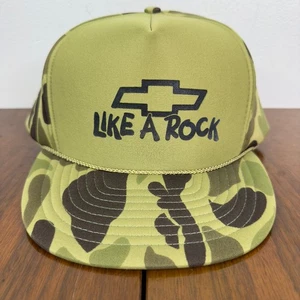 VTG Chevrolet Hat Mens Duck Frog Camo Snapback Cap Hunting Trucker USA 80s - Picture 1 of 8
