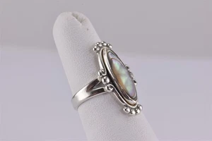 Anillo Bell Trading Post Plata Esterlina Abulón Cuentas Distintivo Banda 925 Talla: 5 - Imagen 1 de 7