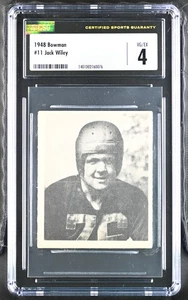 1948 Bowman #11 Jack Wiley Pittsburgh Steelers – Rookie Card - CSG 4 VG/Ex - Picture 1 of 2