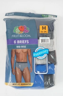 Paquete de 6 azul gris mediano M 32-34 pulgadas Calzoncillos tiro medio Fruit of the Loom M 81-86 CM Foto 1 de 4