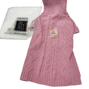 Bingpet Dog Sweater Pink Chenille M/l Turtleneck - Picture 1 of 7