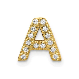 14k Yellow Gold Diamond Letter A Initial Charm Pendant Perfect Gift for Her - Picture 1 of 4