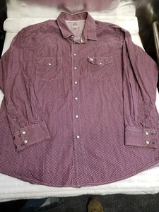 Camisa Occidental Cinch Manga Larga Perla A Presión Para Hombres XL Ajuste Moderno Geométrico Borgoña - Imagen 1 de 11