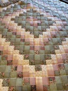 Quilt Square Floral Comforter & Shams Set Sunham Home Pink Sage Green & Lace - Picture 1 of 11