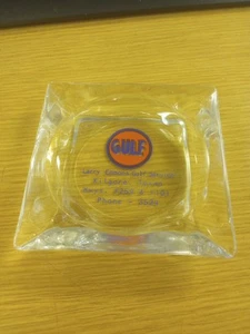Old Vintage Gulf Oil Gas Ashtray Gulf Service Kilgore Oil Capital Of The World - Picture 1 of 2