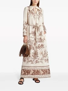 Zimmermann Junie Floral beige Linen maxi Dress Sz 3, AU 12 US 8 RRP$1095 - Picture 1 of 8