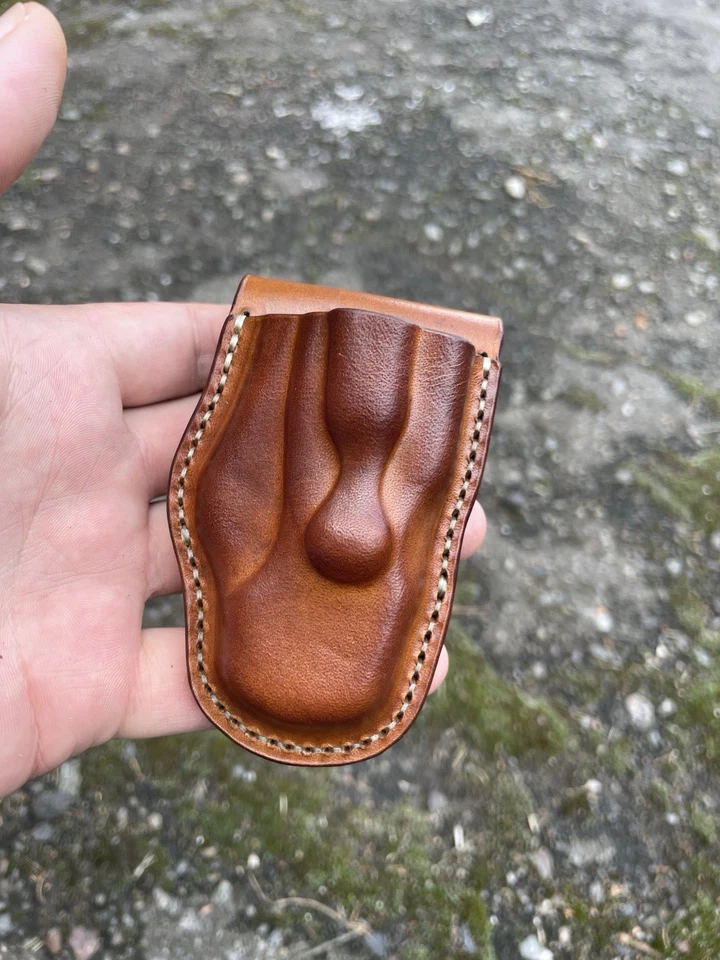 Custom Formed Leather Sheath for Spyderco Para 3 Knife | EDC Holster Pouch - Image 1 of 4