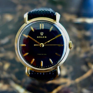 A BEAUTIFUL VINTAGE 1946 GENTS ROLEX PRECISION WITH FANCY LUGS IN 14K GOLD - Picture 1 of 7