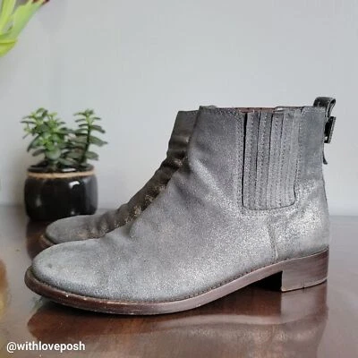 Botines Tory Burch Wade tobillo metálico talla 8 todo cuero Foto 1 de 4