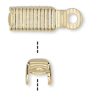 100 Gold Plated Brass 8x3.5mm Fold Over Cord Ends with Ring with 3mm ID - Picture 1 of 2