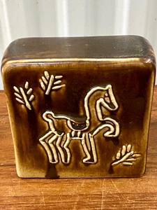 Vintage Mid Century Nordic Scandanavian Ceramic Pottery Decorative Horse Block - Picture 1 of 8