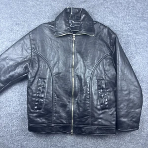 V Alta Moda Black Leather Jacket Men's Size Large Full Zip Pockets Made in Italy - Picture 1 of 12