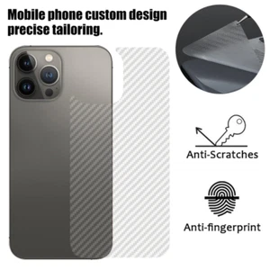 Back Soft Film For iPhone 16 Pro 14 13 12 11 15 SE Carbon Fiber Screen Protector - Picture 1 of 24