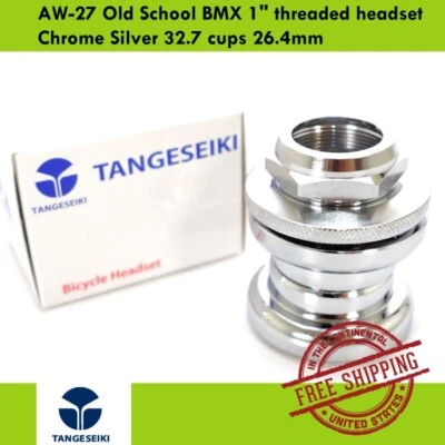 Tange AW-27 Old School BMX 1" threaded headset Chrome Silver 32.7 cups 26.4mm - Image 1 of 3