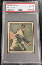1951 Berk Ross Bob Lemon PSA 6 EX-MT (JUST GRADED) Cleveland Indians #1-2