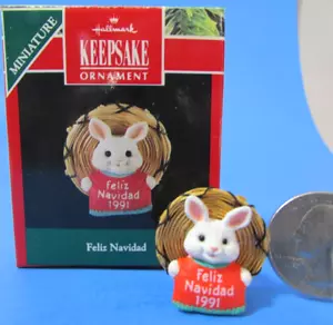Adorno miniatura Hallmark 1991 FELIZ NAVIDAD - Imagen 1 de 12