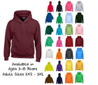 Boys Girls Plain Hoodie Childrens Kids Ages 1- 15 Hooded Fleece Sweatshirt Top