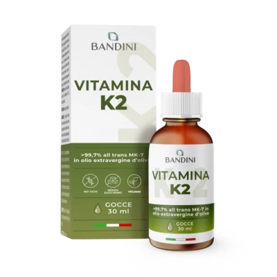 Bandini® Vitamina K2 30ml Gocce MK-7 | 200 mcg per Goccia | Olio Extravergine