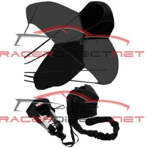 RACERDIRECT 790 JR DRAGSTER PARACHUTE SPRING LOADED BLACK & GRAY SAFETY CHUTE - Picture 1 of 3